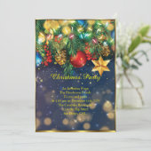 Kerst: rode gouden Blauwe Groene Buigster Kaart (Staand voorkant)