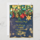 Kerst: rode gouden Blauwe Groene Buigster Kaart (Achterkant)