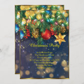 Kerst: rode gouden Blauwe Groene Buigster Kaart (Voorkant / Achterkant)