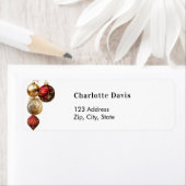 Kerst rode gouden kerstballen retour adres etiket (Insitu)