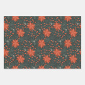 Kerst  Rode Groene Bessen Poinsettia Inpakpapier Vel (Voorkant)
