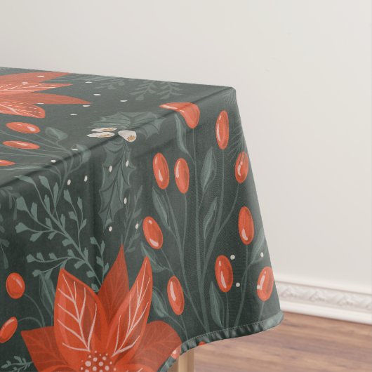 Kerst  Rode Groene Bessen Poinsettia Tafelkleed (Voorbeeld)
