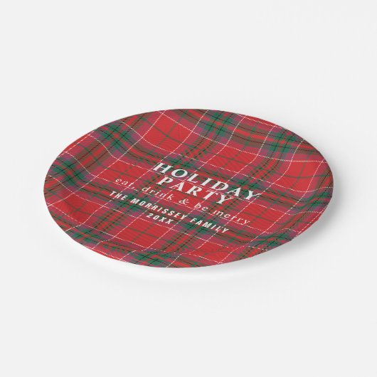 Kerst: Rode Groene partij Papieren Bordje (Gekanteld)