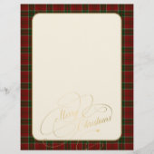 Kerst rode groene plaid lijst briefpapier (Voorkant)
