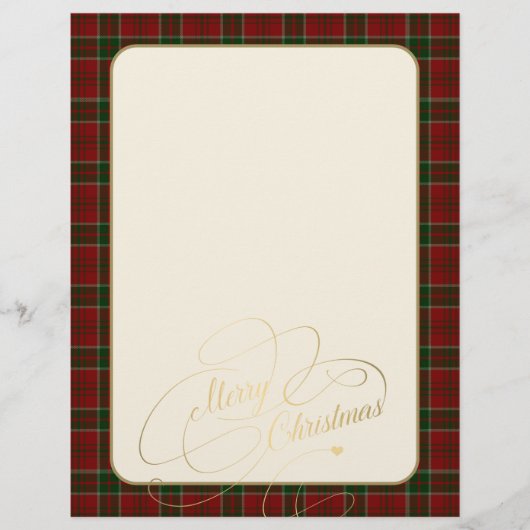 Kerst rode groene plaid lijst briefpapier (Voorkant)