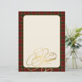 Kerst rode groene plaid lijst briefpapier (Staand voorkant)