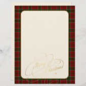 Kerst rode groene plaid lijst briefpapier (Voorkant / Achterkant)