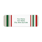Kerst Rode, Groene, Witte Strepen adresetiketten Etiket (Voorkant)