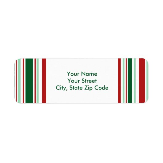 Kerst Rode, Groene, Witte Strepen adresetiketten Etiket (Voorkant)