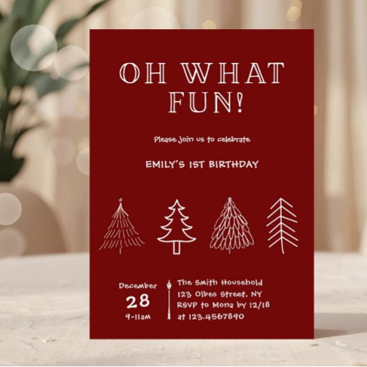 Kerst Rode Hand getrokken Verjaardag Kaart