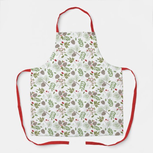 Kerst Rode Holly Berry Pattern Keuken Schort (Voorkant)