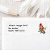 Kerst Rode Kardinaal Bird Holly Berry Art Etiket (Insitu)