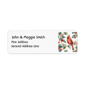 Kerst Rode Kardinaal Bird Holly Berry Art Etiket (Voorkant)