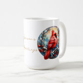 Kerst Rode Kardinaal Holly Berries Feestelijk Koffiemok (Voorkant rechts)