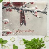 Kerst Rode Kardinaal Keuken Handdoek (Gevouwen)