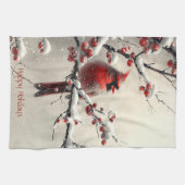 Kerst Rode Kardinaal Keuken Handdoek (Horizontaal)