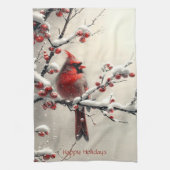 Kerst Rode Kardinaal Keuken Handdoek (Verticaal)