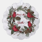 Kerst Rode Kardinaal Krans Pine Boughs Ornament Kaart (Achterkant)