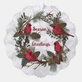 Kerst Rode Kardinaal Krans Pine Boughs Ornament Kaart (Voorkant)