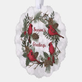 Kerst Rode Kardinaal Krans Pine Boughs Ornament Kaart (Links)