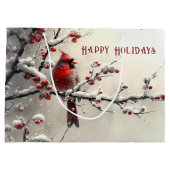 Kerst Rode Kardinaal Vakantie Gift Bag Groot Cadeauzakje (Achterkant)