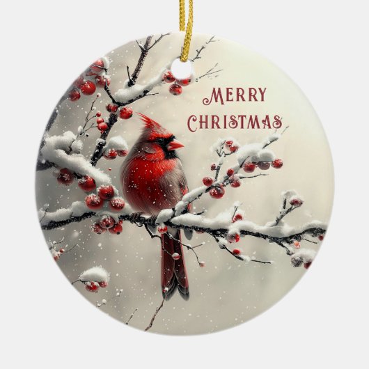 Kerst Rode Kardinaal Vakantie Ornament (Voorkant)