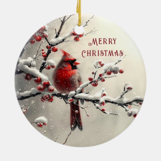 Kerst Rode Kardinaal Vakantie Ornament (Achterkant)