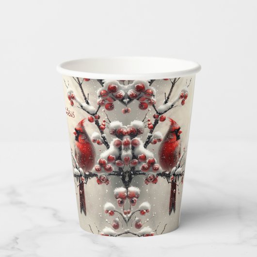 Kerst Rode Kardinaal Vakantie Papieren Bekers (Achterkant)