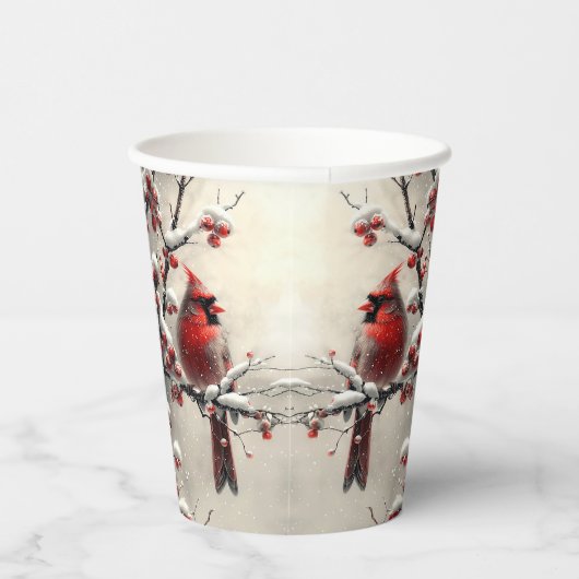 Kerst Rode Kardinaal Vakantie Papieren Bekers (Rechts)