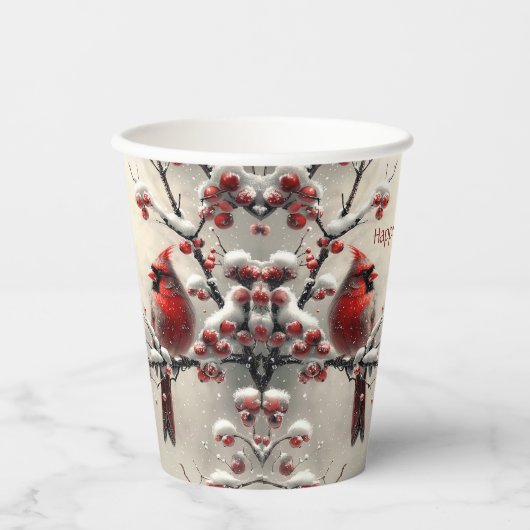 Kerst Rode Kardinaal Vakantie Papieren Bekers (Voorkant)