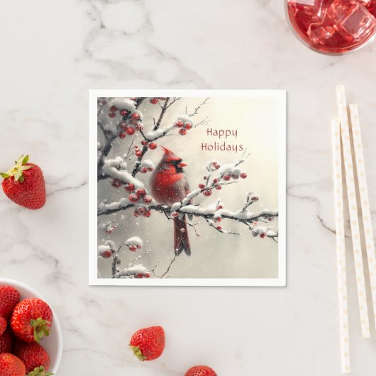 Kerst Rode Kardinaal Vakantie servet (Insitu)