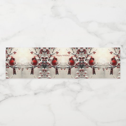 Kerst Rode Kardinaal Vakantie Water Fles Label Waterfles Etiket (Enkel label)