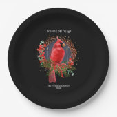 Kerst Rode Kardinaal Yule Solstice Boho Vakantie Papieren Bordje (Voorkant)