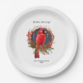 Kerst Rode Kardinaal Yule Solstice Boho Vakantie Papieren Bordje (Voorkant)