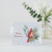 Kerst Rode Kardinaal Zakelijke Waterverf Feestdagenkaart (Staand voorkant)