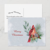 Kerst Rode Kardinaal Zakelijke Waterverf Feestdagenkaart (Voorkant / Achterkant)