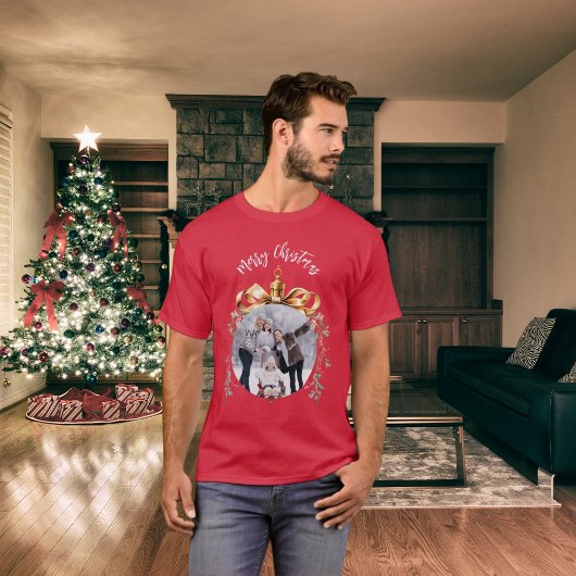 Kerst rode kerstbal familie foto t-shirt
