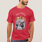 Kerst rode kerstbal familie foto t-shirt (Voorkant)