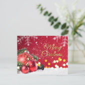 Kerst rode kerstballen, sparren, kegel feestdagenkaart (Staand voorkant)