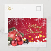 Kerst rode kerstballen, sparren, kegel feestdagenkaart (Voorkant / Achterkant)