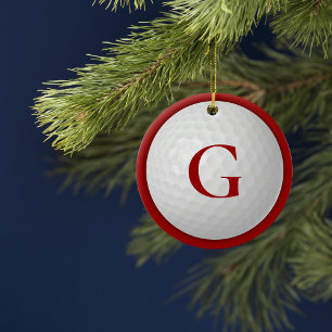 Kerst Rode Monogram Golf Bal Keramisch Ornament