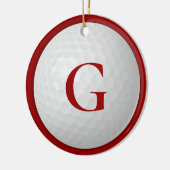Kerst Rode Monogram Golf Bal Keramisch Ornament (Links)