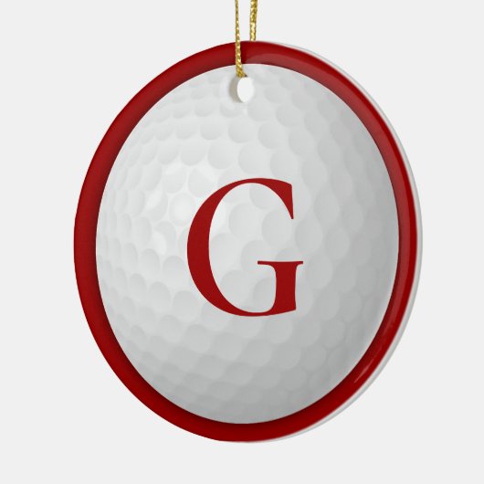 Kerst Rode Monogram Golf Bal Keramisch Ornament (Links)
