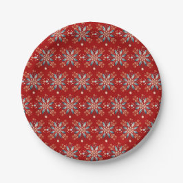 Kerst Rode Nordic Folk Snowflake Doek Servet Papieren Bordje