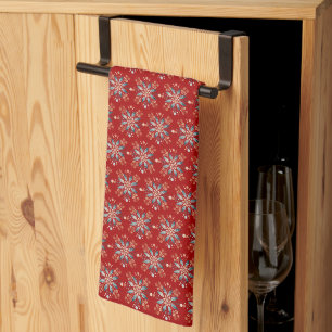 Kerst Rode Nordic Folk Snowflake Doek Servet Theedoek