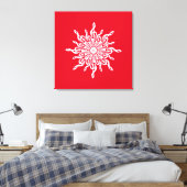 Kerst Rode ornamentaal monogram G-Clef Sneeuwvlok Canvas Afdruk (Insitu (Slaapkamer))