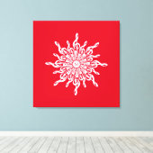 Kerst Rode ornamentaal monogram G-Clef Sneeuwvlok Canvas Afdruk (Insitu (Houten vloer))