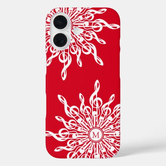 Kerst Rode ornamentaal monogram G-Clef Sneeuwvlok Case-Mate iPhone Case (Achterkant)