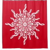 Kerst Rode ornamentaal monogram G-Clef Sneeuwvlok Douchegordijn (Voorkant)