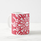 Kerst Rode ornamentaal monogram G-Clef Sneeuwvlok Koffiemok (Voorkant links)